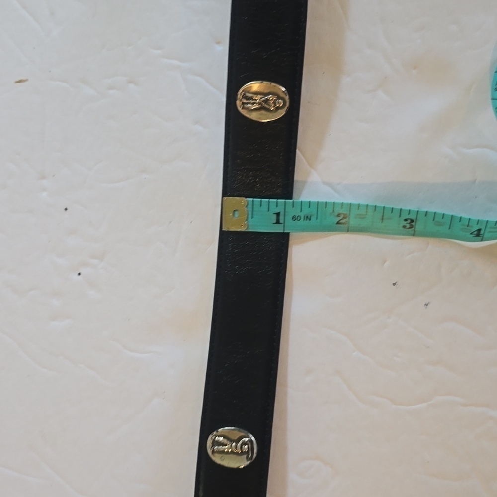 Mens Premium Black leather Silver emblem & buckle Golf Belt Vintage Sz.34 - Picture 8 of 9